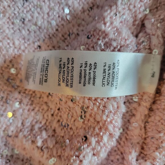 Chicos Pink Sequin Knit Long Sleeve Sweater Size 2 Large - Picture 7 of 8